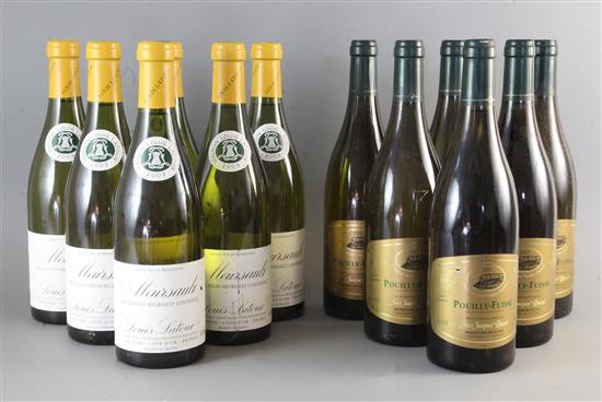 Six bottles of Meursault Louis Latour, 2003 and six bottles of Pouilly Fuisse, Jean Jacques Litaud